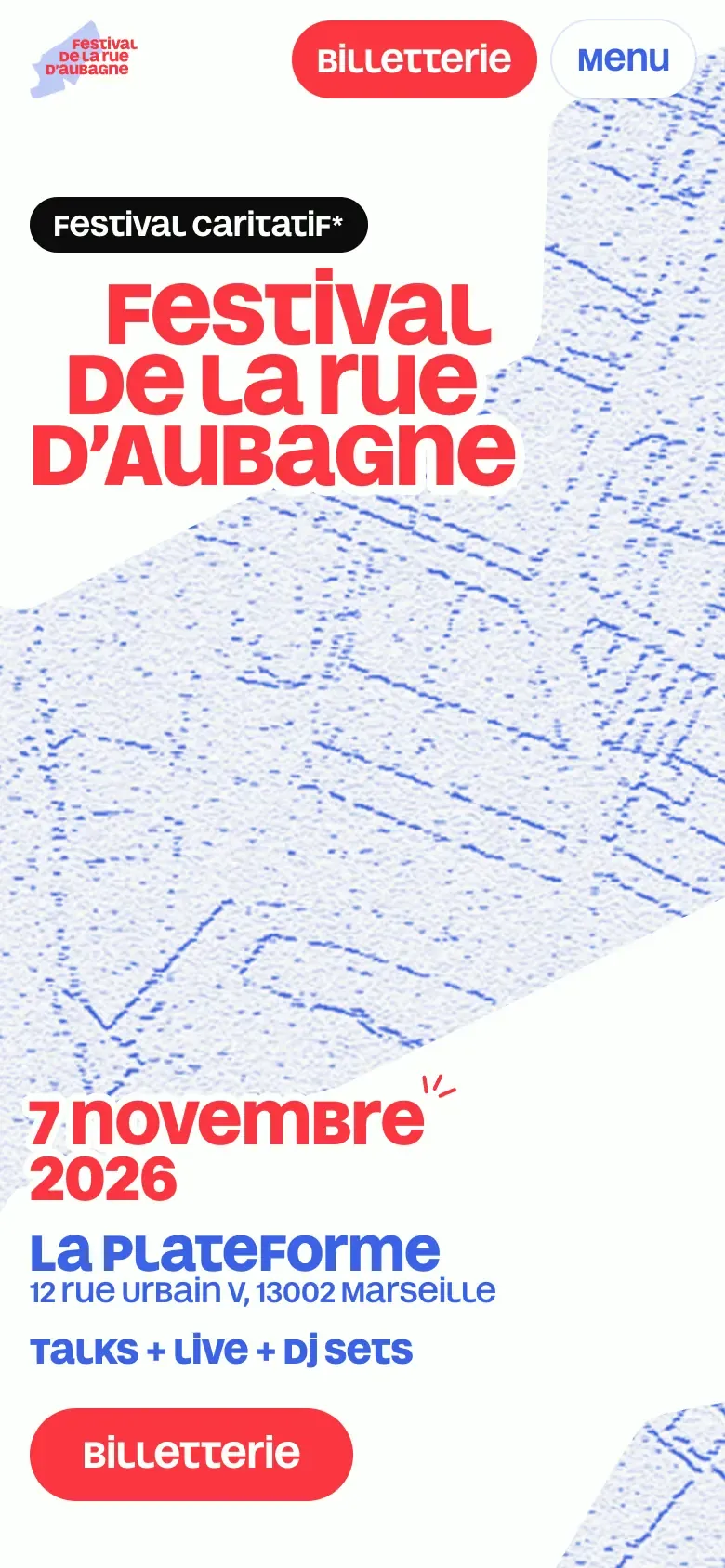 Accueil du site du festival sur téléphone