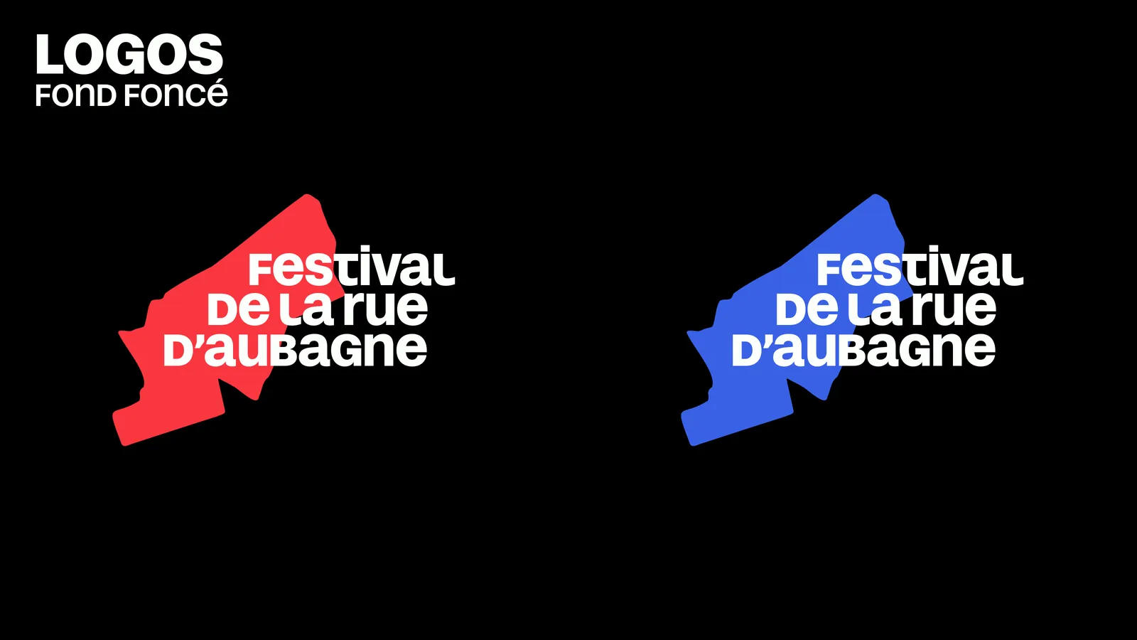 Page de la charte : le logo rouge et le logo bleu sur fond noir