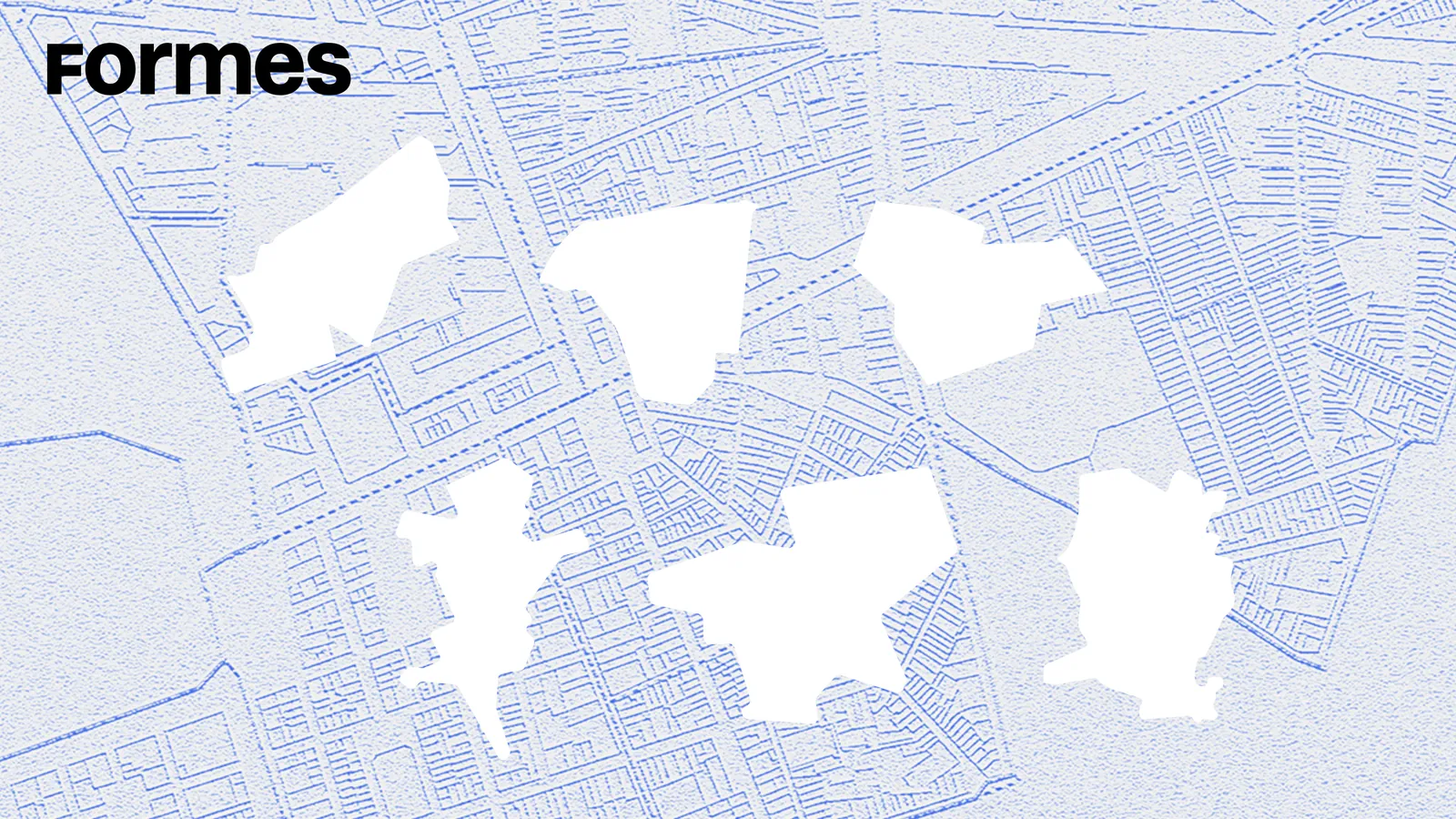 Page de la charte : les silhouettes d’arrondissements en blanc sur le cadastre